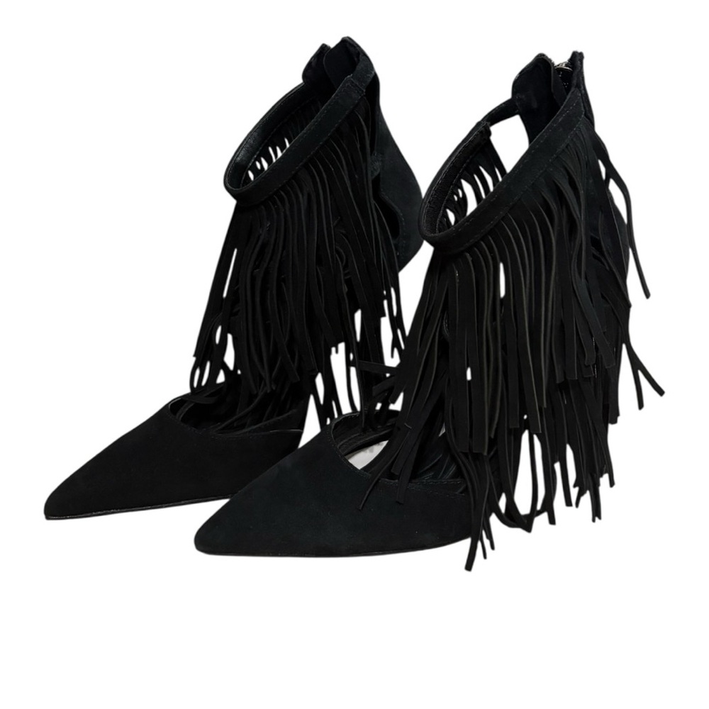 Alice + Olivia Jase Suede Fringe Heels